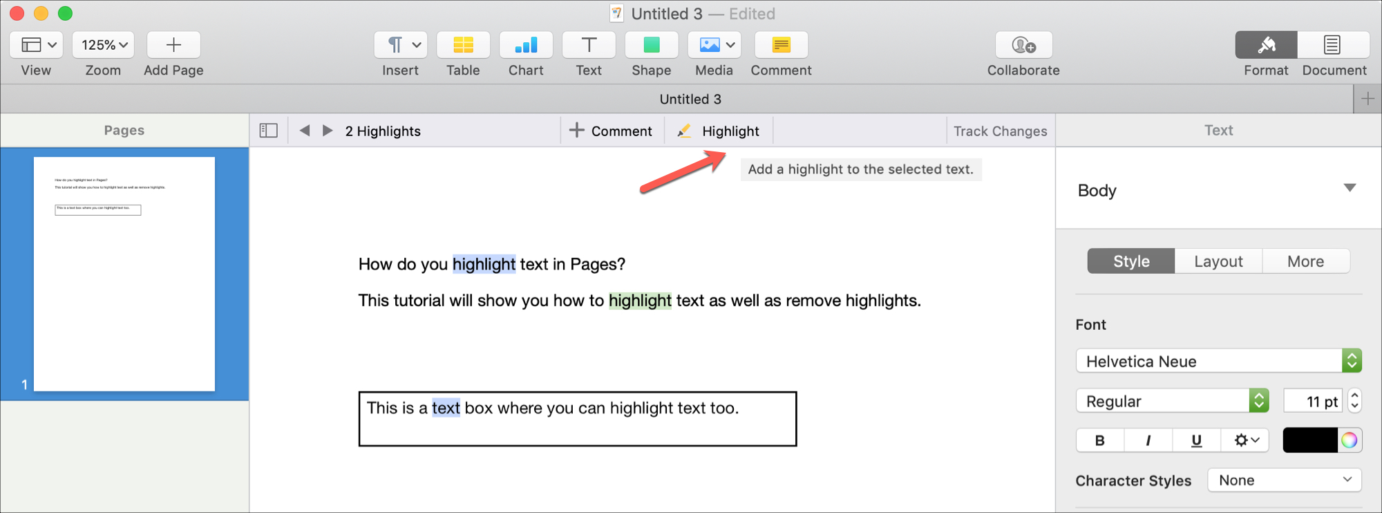 what is the command for highlight for mac